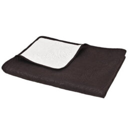 Berkfield Double-Sided Quilted Bedspread 220X240 Cm Cream And Brown - thumbnail 3