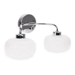 Valuelights Amaia Polished Chrome Ip44 Rated 2 Way Frosted Ribbed Glass Wall Light - thumbnail 7