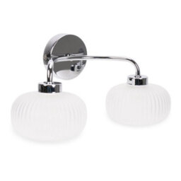 Valuelights Amaia Polished Chrome Ip44 Rated 2 Way Frosted Ribbed Glass Wall Light
