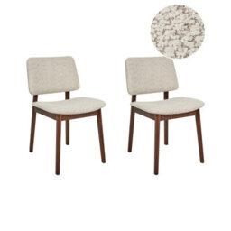 Beliani Set Of 2 Dining Chairs Blane Boucle Dark Brown/ Beige - thumbnail 1