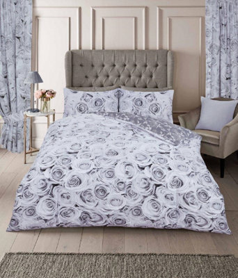 Smart Living Duvet Cover With Pillowcases Polycotton Quilt Bedding Covers Comfy Breathable Comforter Cover Set - Grey - image 1