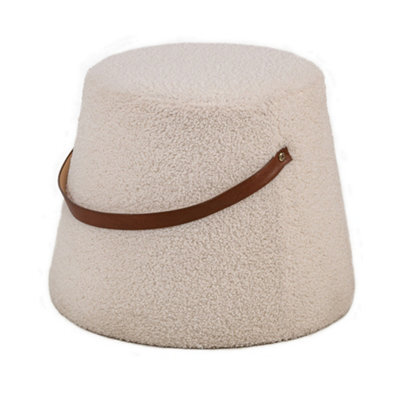 Nordlys White Bouclé With Rope Pouf Vintage Style Living Room - image 1