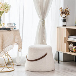 Nordlys White Bouclé With Rope Pouf Vintage Style Living Room - thumbnail 3