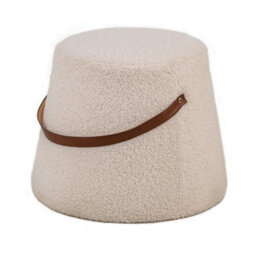 Nordlys White Bouclé With Rope Pouf Vintage Style Living Room - thumbnail 1