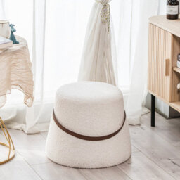 Nordlys White Bouclé With Rope Pouf Vintage Style Living Room - thumbnail 4