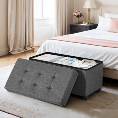 LEDREM Storage Ottoman Bench, Foldable Ottoman Foot Rest With Legs, 38 X 76 X 40 Cm, End Of Bed Bench, Storage Chest 660 Lb - image 1