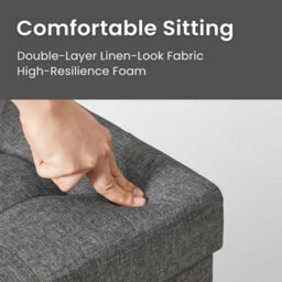LEDREM Storage Ottoman Bench, Foldable Ottoman Foot Rest With Legs, 38 X 76 X 40 Cm, End Of Bed Bench, Storage Chest 660 Lb - thumbnail 3