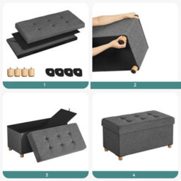 LEDREM Storage Ottoman Bench, Foldable Ottoman Foot Rest With Legs, 38 X 76 X 40 Cm, End Of Bed Bench, Storage Chest 660 Lb - thumbnail 6