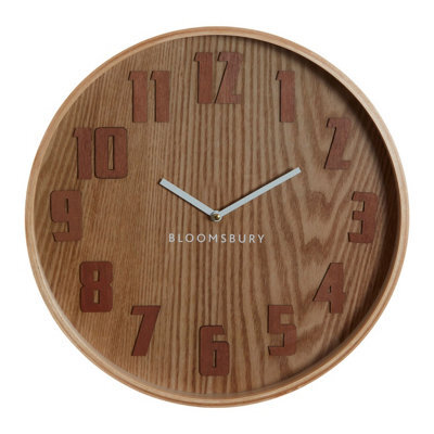Orsina Easy To Read Brown Grain Large Wall Clock, Retro Design Clock For Indoor, Versatile Functional Outdoor Clock - image 1
