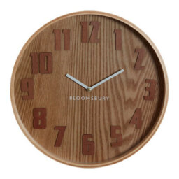 Orsina Easy To Read Brown Grain Large Wall Clock, Retro Design Clock For Indoor, Versatile Functional Outdoor Clock