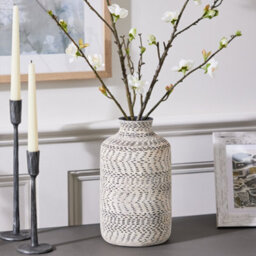 Dibor Black And White Stoneware Flower Vase Textured Finish Decorative Pitcher Jug Table Décor Vase - thumbnail 1
