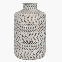 Dibor Black And White Stoneware Flower Vase Textured Finish Decorative Pitcher Jug Table Décor Vase - thumbnail 2