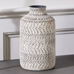 Dibor Black And White Stoneware Flower Vase Textured Finish Decorative Pitcher Jug Table Décor Vase - thumbnail 3