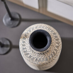 Dibor Black And White Stoneware Flower Vase Textured Finish Decorative Pitcher Jug Table Décor Vase - thumbnail 6