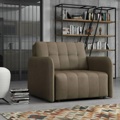 Viva Grand I Upholstered Sofa Bed With Wavy Spring Wooden Legs Wooden Frame Freestanding Backrest 85X95X98Cm Beige - image 1