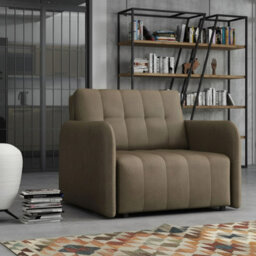 Viva Grand I Upholstered Sofa Bed With Wavy Spring Wooden Legs Wooden Frame Freestanding Backrest 85X95X98Cm Beige - thumbnail 1