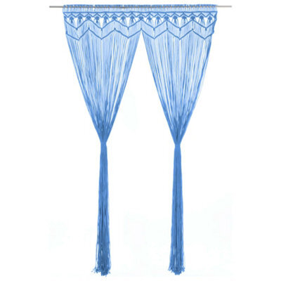 Berkfield Macrame Curtain Blue 140X240 Cm Cotton - image 1