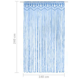 Berkfield Macrame Curtain Blue 140X240 Cm Cotton - thumbnail 5