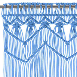 Berkfield Macrame Curtain Blue 140X240 Cm Cotton - thumbnail 3