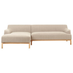 Beliani Corner Sofa 3 Seater Sosjo Fabric Taupe Left Hand - thumbnail 1