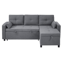 Matteo Grey L-Shaped Corner Sofa Bed With Pull-Out Sleeper, Storage & Cup Holders - thumbnail 9