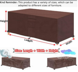 Rectangular Garden Furniture Cover, Square Oxford Patio Cover With Vents, Windproof, Waterproof, Dustproof - Brown 210 110 70Cm - thumbnail 3