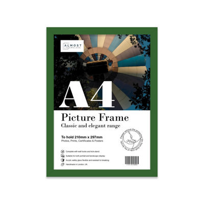 A4 Green Picture Frame Fits A4 (21 X 29.7Cm - 8.3 X 11.7In) Poster, Photo, Artwork, Or Print. - image 1