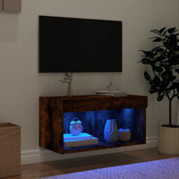 Walplus Tv Cabinet With Led Lights Smoked Oak 60X30X30 Cm - thumbnail 3