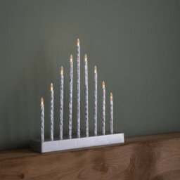 Samuel Alexander 26Cm Battery Operated Silver Light Up Christmas Candle Bridge With 9 Warm White Leds - thumbnail 6