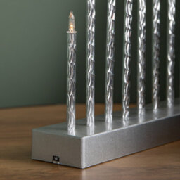 Samuel Alexander 26Cm Battery Operated Silver Light Up Christmas Candle Bridge With 9 Warm White Leds - thumbnail 4