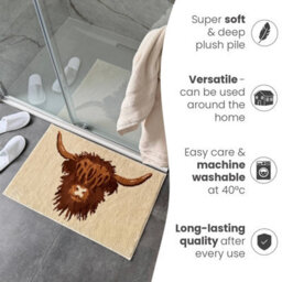 Allure Bath Fashions Highland Cow Bath Mat - Non Slip & Super Soft - thumbnail 4