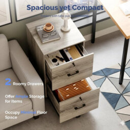 Modern 2 Drawer Locking File Cabinet Mobile Filing Cabinet For A4 And Letter Oak - thumbnail 4