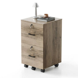 Modern 2 Drawer Locking File Cabinet Mobile Filing Cabinet For A4 And Letter Oak - thumbnail 6