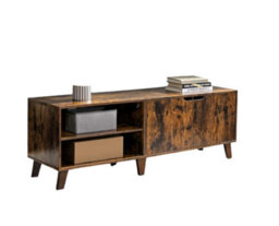 Modcraft Rustic Brown Tv Stand With 2 Doors & Adjustable Shelves , 140Cm Unit For Tvs And Living Room Storage Cabinet - thumbnail 5