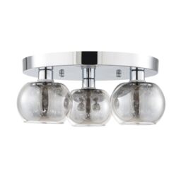 GoodHome Arles Gloss Glass & Steel Chrome & Smoked Glass Effect 3 Lamp Ceiling Light - thumbnail 3
