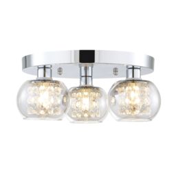 GoodHome Arles Gloss Glass & Steel Chrome & Smoked Glass Effect 3 Lamp Ceiling Light - thumbnail 2