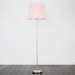 Valuelights Charles Brushed Chrome Floor Lamp With Pink Tapered Shade And Bulb - thumbnail 4