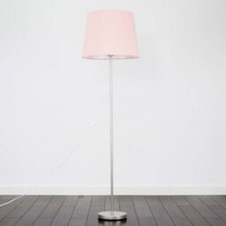 Valuelights Charles Brushed Chrome Floor Lamp With Pink Tapered Shade And Bulb - thumbnail 5