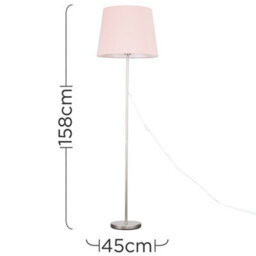 Valuelights Charles Brushed Chrome Floor Lamp With Pink Tapered Shade And Bulb - thumbnail 7