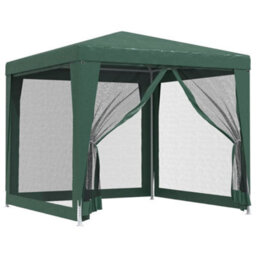 Walplus Party Tent Garden Gazebo Canopy With 4 Mesh Sidewalls Green 2.5X2.5 M Hdpe - thumbnail 2