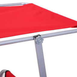 Outsunny Folding Chair Sun Lounger W/ Sunshade Garden Recliner Hammock Red - thumbnail 8