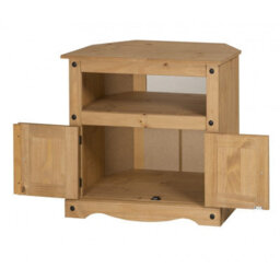 Mercers Furniture Corona Corner Tv Unit 2 Door Cabinet Media Stand Solid Wood Pine With Mexican Styling Wooden - thumbnail 2
