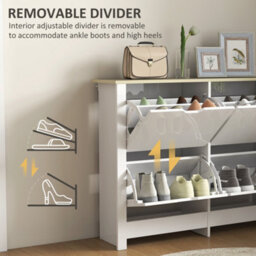 Homcom 16-Shoe Storage Cabinet 4 Shelves 4 Drawers Tabletop White - thumbnail 6