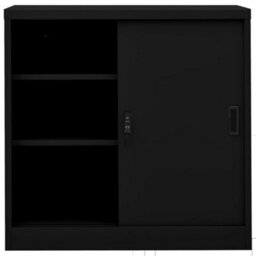 Vidaxl Office Cabinet With Sliding Door Black 90X40X90 Cm Steel - thumbnail 3