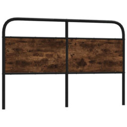 Berkfield Headboard Smoked Oak 150 Cm Steel And Engineered Wood - thumbnail 1