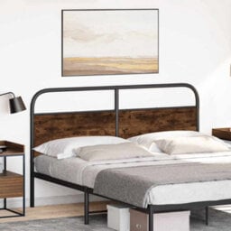 Berkfield Headboard Smoked Oak 150 Cm Steel And Engineered Wood - thumbnail 2