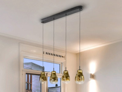 Luminosa Lighting Luminosa Aledis Bar Pendant Ceiling 4 Light Black, Gold Led 3000K - Uk Stock - image 1