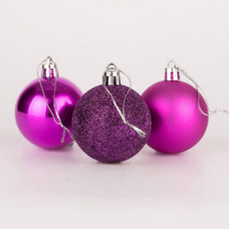 Shatchi 50mm/18Pcs Christmas Baubles Shatterproof Purple,tree Decorations - thumbnail 1