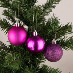 Shatchi 50mm/18Pcs Christmas Baubles Shatterproof Purple,tree Decorations - thumbnail 2