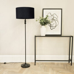 Valuelights Maggie Black Metal Candlestick Floor Lamp With Black Velvet Lamp Shade And Led Bulb - thumbnail 5